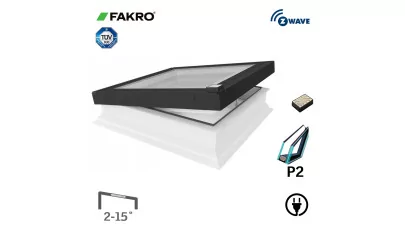 FAKRO DEG P2 Z-Wave - Sík üveges elektromos vezérlésű felülvilágító ablak, fekete üveg kerettel 2.