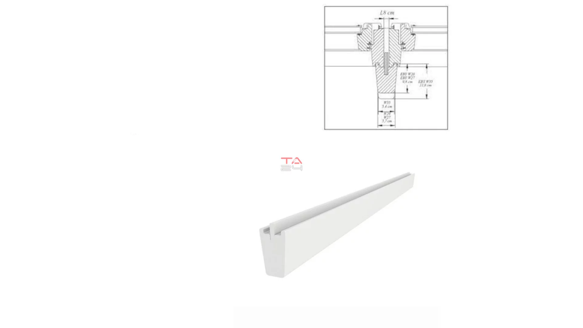 VELUX EBY 2000 - Segédszarufa, fehérre festett (Gyártói cikkszám: EBY W35 2000)