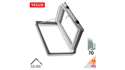 VELUX GXU 0070 - Oldalra nyiló fa tetőkibúvó ablak, változtatható nyitásirány, fehér PU bevonat 2.
