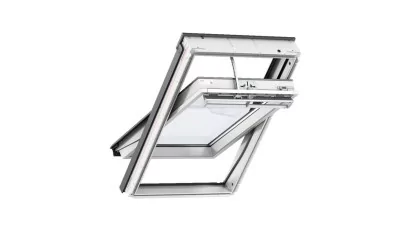 VELUX INTEGRA GGU 006630 - Billenő napelemes fa tetőtéri ablak, fehér PU bevonattal