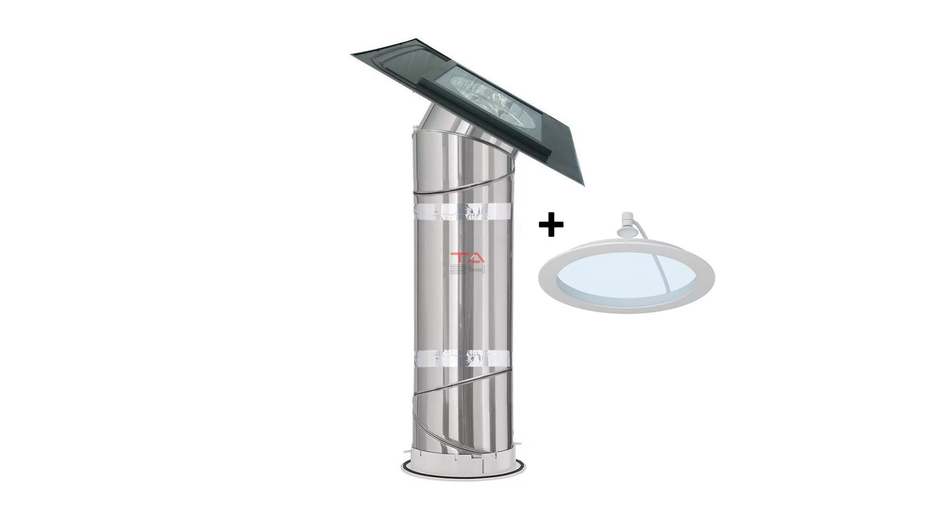 VELUX TWR S00W01 - Merevfalú síküvegű fénycsatorna burkolókeretes, profilos fedés +Day&Night csomag (Gyártói cikkszám: TWR 0K14 S00W01)