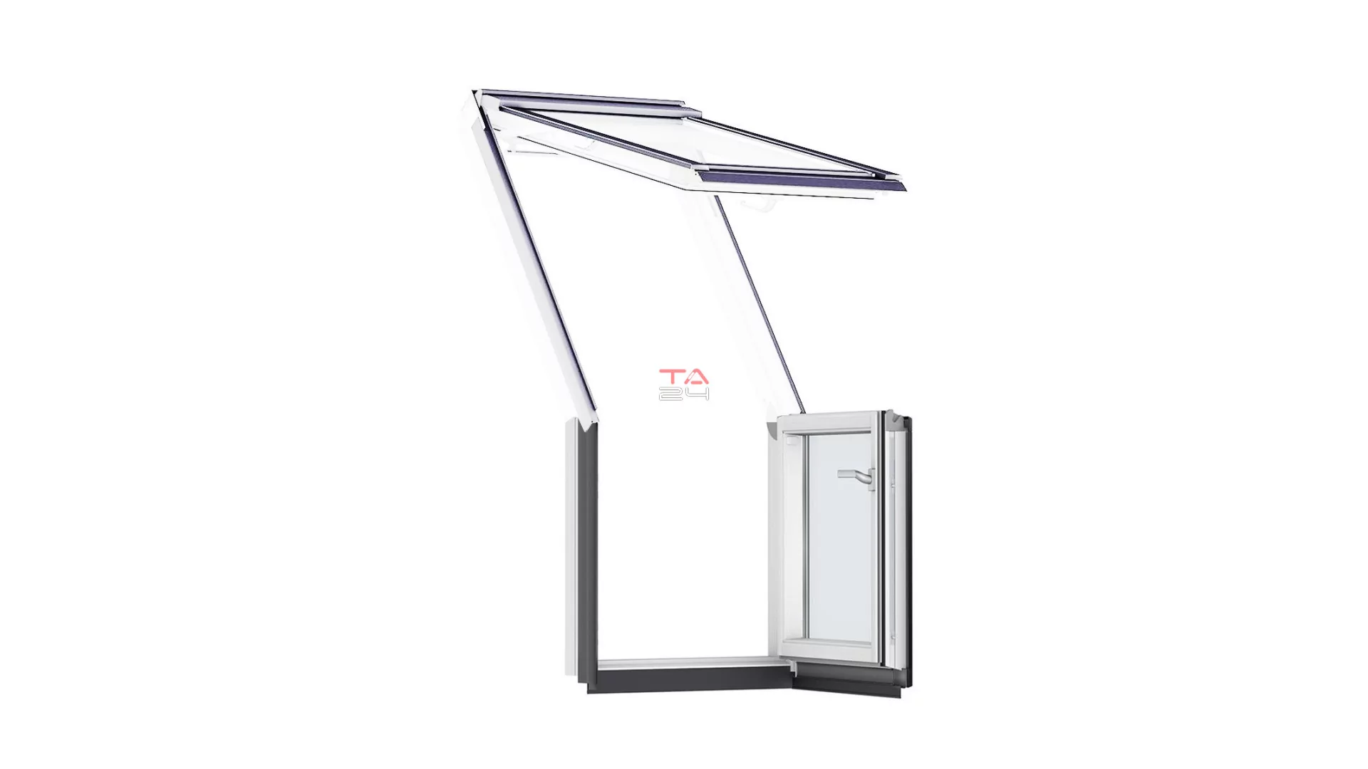 VELUX VEA 2065 - Fa tetőterasz ablak alsó elem, balra nyíló, fehérre festett (Gyártói cikkszám: VEA M35 2065)