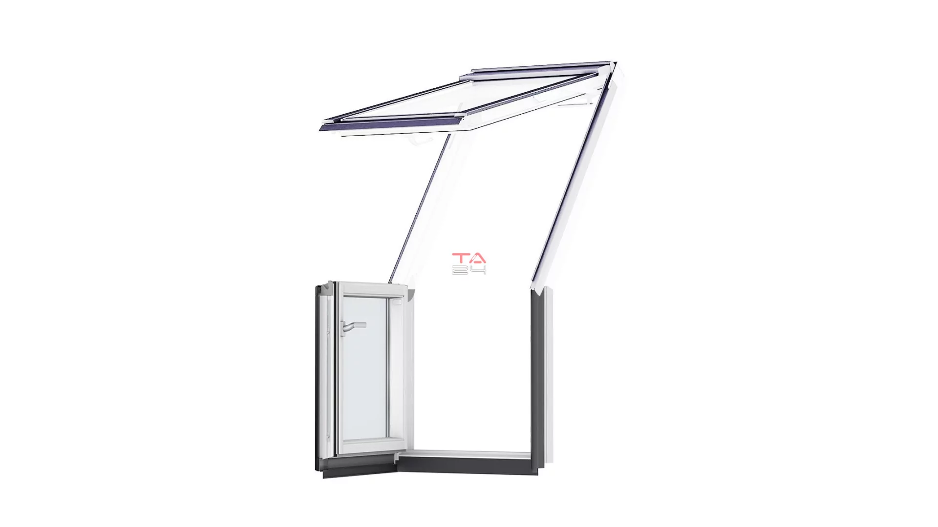 VELUX VEB 2065 - Fa tetőterasz ablak alsó elem, jobbra nyiló, fehérre festett (Gyártói cikkszám: VEB M35 2065)