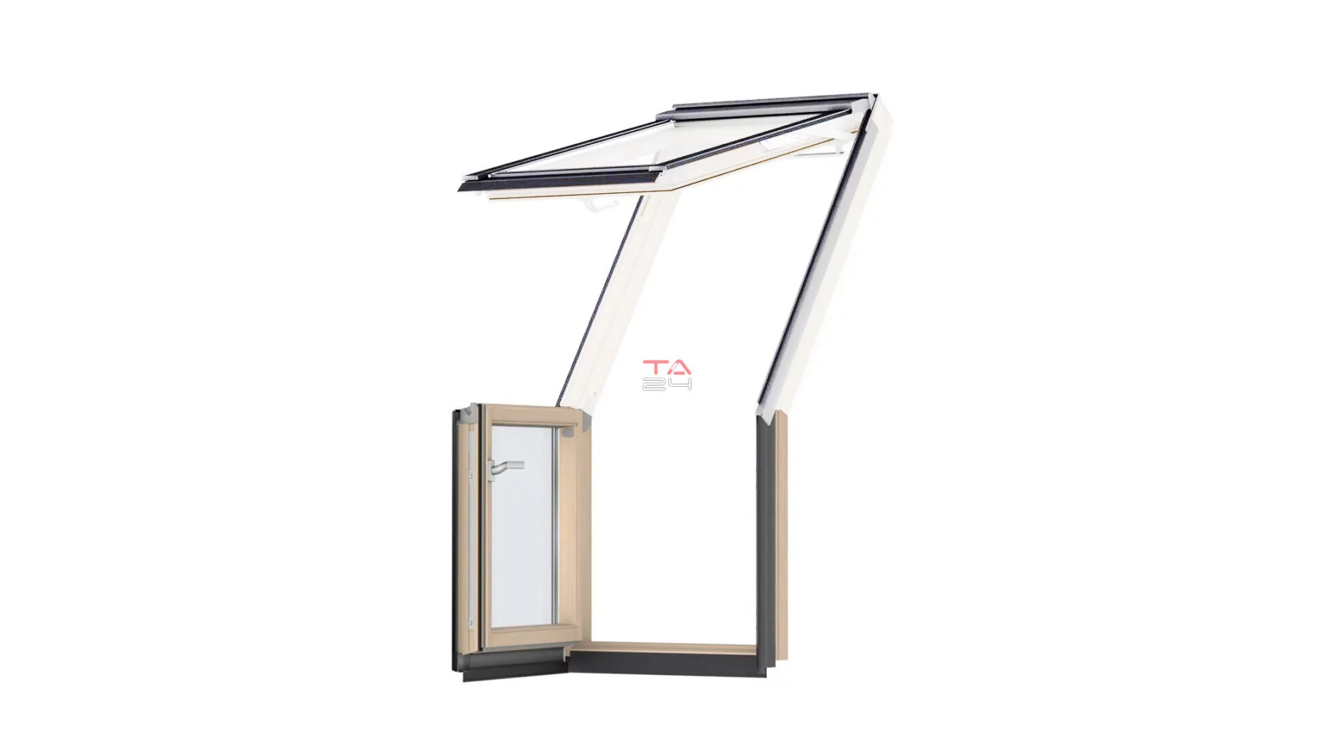 VELUX VEB 3065 - Fa tetőterasz ablak alsó elem, jobbra nyiló (Gyártói cikkszám: VEB M35 3065)