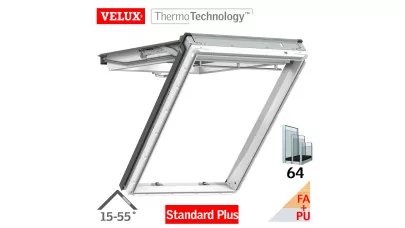 VELUX GNU 0064 - Felnyíló-billenő fa tetőablak, fehér PU bevonat 2.