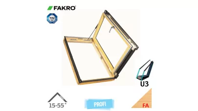 FAKRO FWP U3 - Oldalra nyíló fa tetőkibúvó ablak, változtatható nyitásirány 2.
