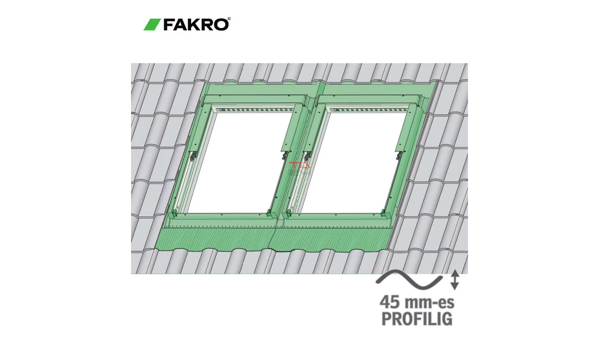 FAKRO EZV-A B2/1 Soroló burkolókeret profilos tetőfedő anyaghoz 45 mm-ig - sík és enyhén hullámos cserepekhez, tetőfedőanyagokhoz (Gyártói cikkszám: RB-380584)