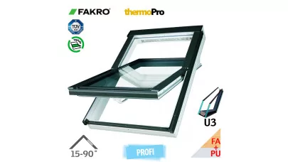 FAKRO FTU-V U3 - Billenő fa tetőtéri ablak fehér PU bevonattal 2.