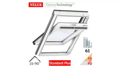 VELUX GLU 0061 - Billenő fa tetőtéri ablak, fehér PU bevonattal 2.