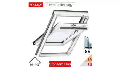 VELUX GLU 0085 - Billenő fa tetőtéri ablak, fehér PU bevonattal 2.